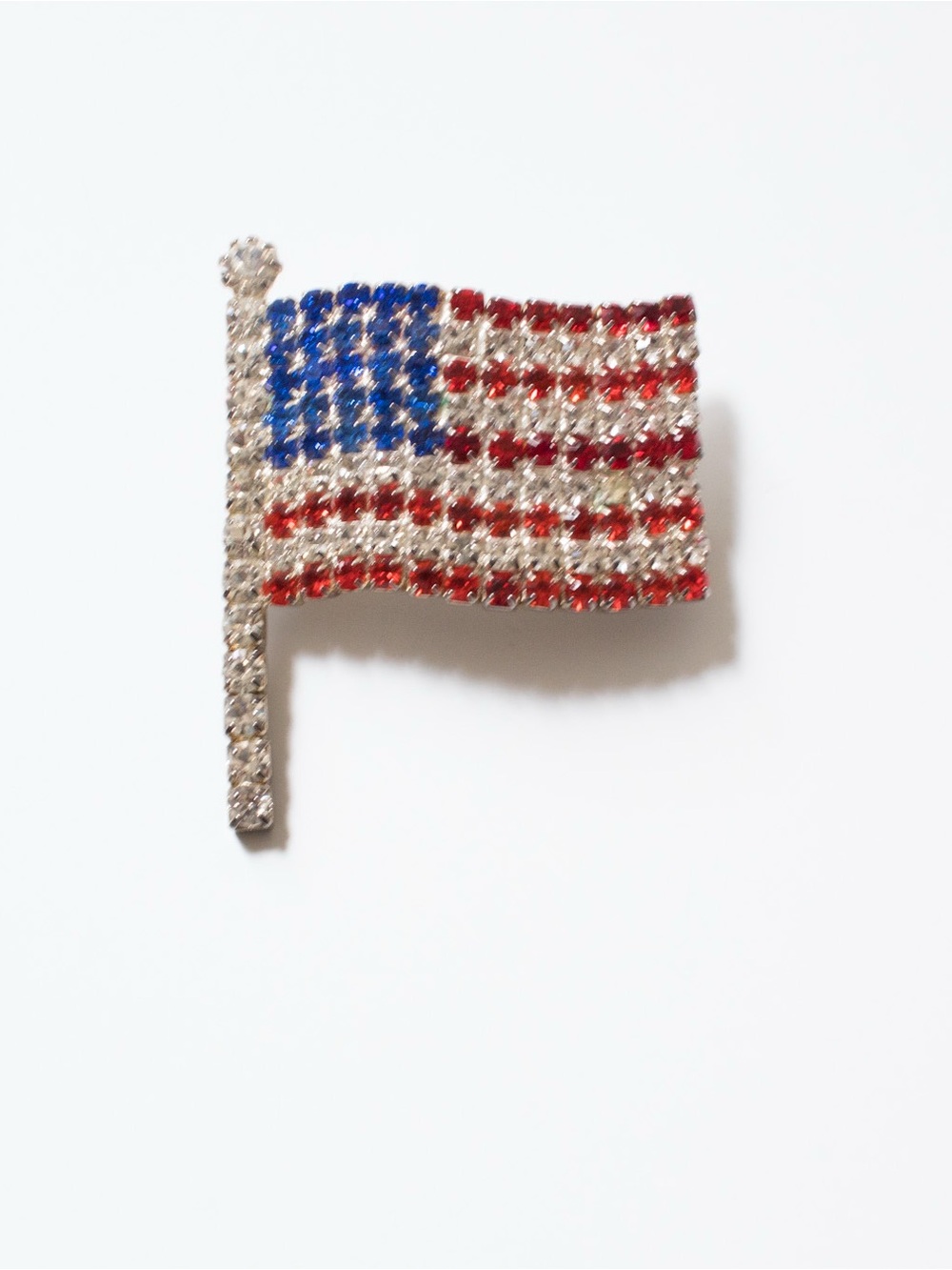 Vintage 80’s/90’s Rhinestone USA Flag Patriotic America 250 Pin Brooch